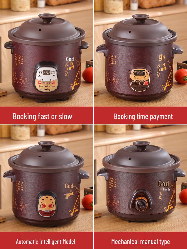 In Stock Fully Automatic Electric Stew Pot: 2.5-6L Ceramic Multi-functional Clay Pot for Soups, Porridge, and Health Cooking
