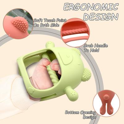 Food Grade Silicone Baby Chewing Toy Baby Teething Toys 6+ Months Anti Dropping Baby Hand Teether Bear Teether OEM Customized