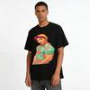 Summer Vacation Style Pink Handsome Guy Print Short Sleeve T-Shirt Casual Loose Trendy Top Pure cotton T-shirt
