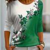 Autumn Women's T-shirt 3D Floral Butterfly Print Fashion Long Sleeve Round Neck Regular Tops Holiday Weekend Spring and Autumn Clothing