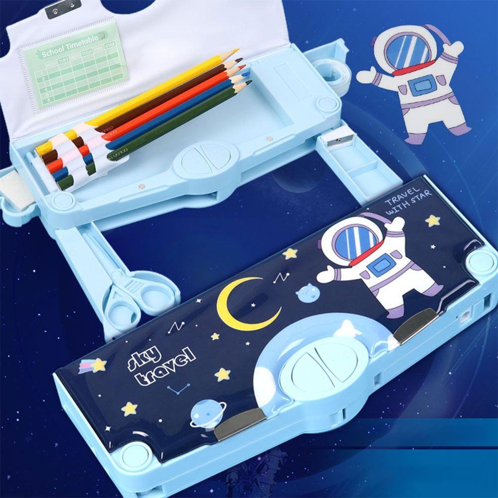 Dwupoziomowy piórnik z temperówką Organizer na artykuły piśmiennicze Dla chłopców/dziewcząt