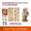 Ugears Steampunk Clock Wooden Puzzle Craft Model No Glue or Tools Required Beginner Level Kids and Adults - - -