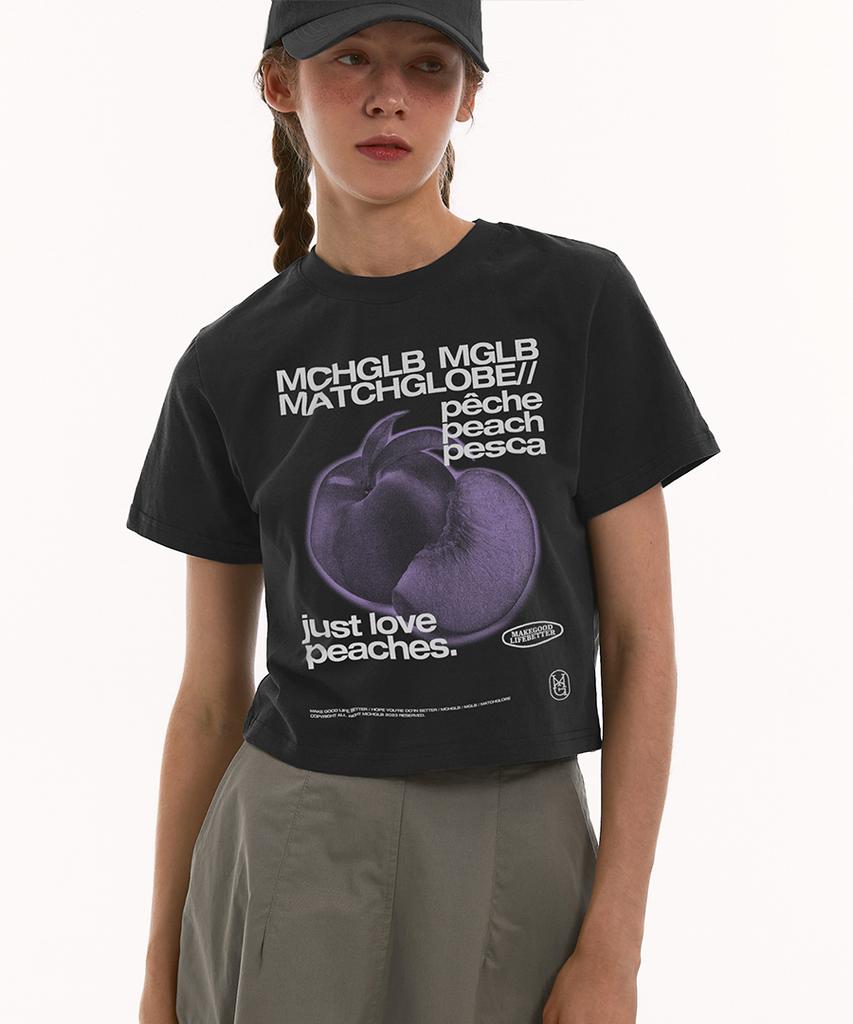 MATCHGLOBE Peach Crop Top (Black)