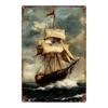 Vintage Nautical Metal Wall Art, Old Sailing Ship Pirate Decor, Home Wall Decor