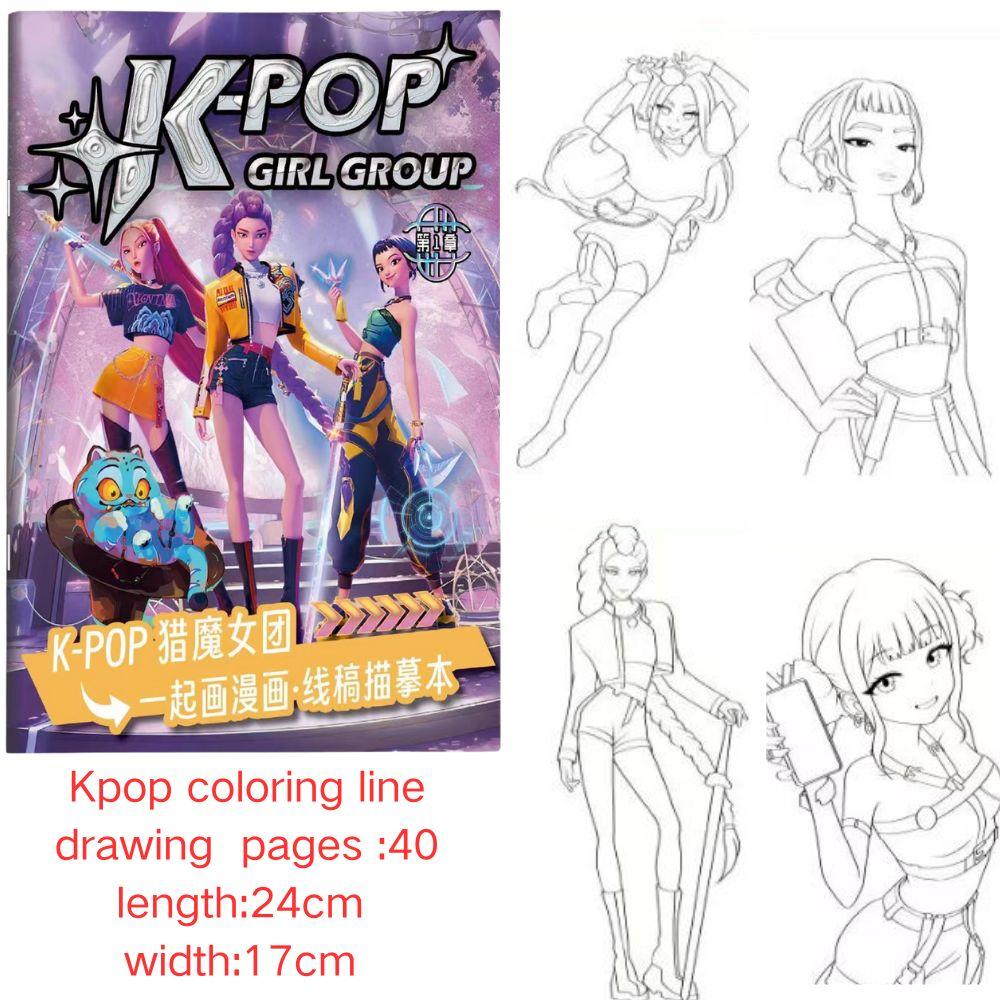 KPOP Witches Inspired Sketch and Color Pad - Rumi Mira Zoey Anime Illustrations for Stress Relief, Creativity & Fun