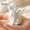 Modern Home Decor Accents Angel Wing Dog Memorial Statue, 3D Printed White Pet Figurine, Puppy Statue with Wings Minimalist Sculpture, Desktop