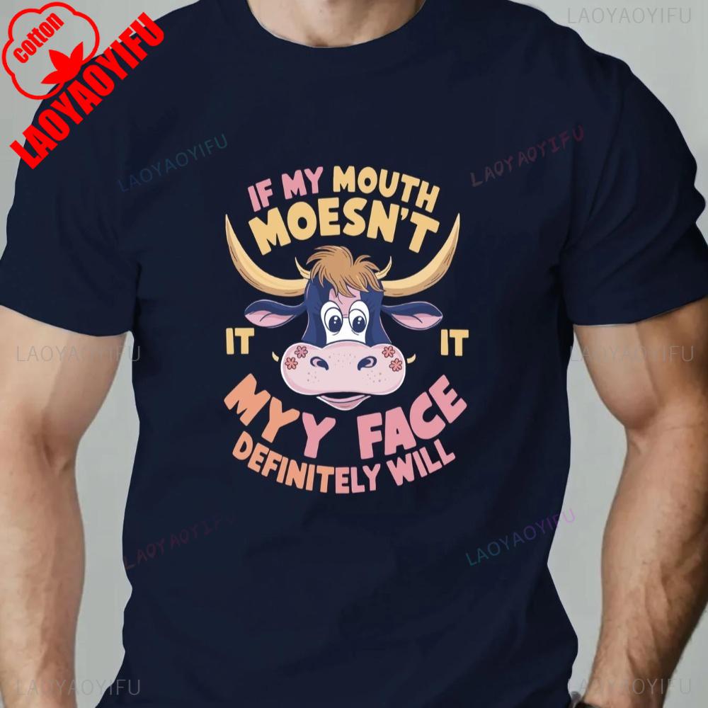 Retro Abstract Face Print Mens TShirt 2025 Cotton Round Neck Streetwear Breathable Summer Tees Cartoon Graphic Fashion Tee