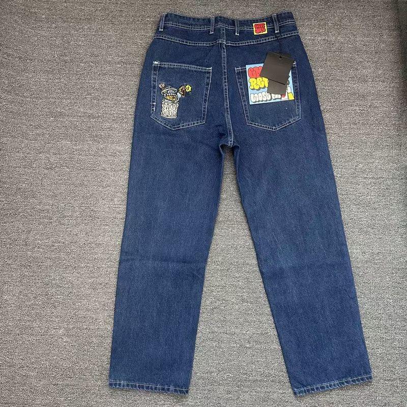 

RogueWave Новые джинсы с вышивкой высокого качества в стиле Y2K, брюки, уличная индивидуальность, джинсы Харадзюку 36