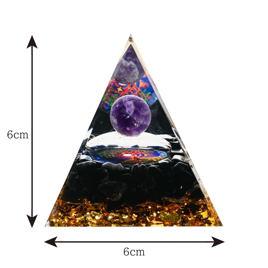 Orgonite Crystal Object, Orgone Pyramid Tower, Energy, Nature, Reiki, Healing, Chakra, 6cm x 6cm (20)