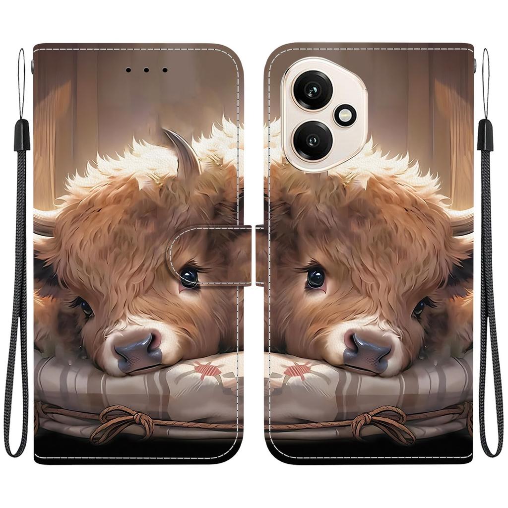 For Honor 400 5G (Global) Leather Case Stand Wallet Pattern Printing Phone Cover with Wrist Strap