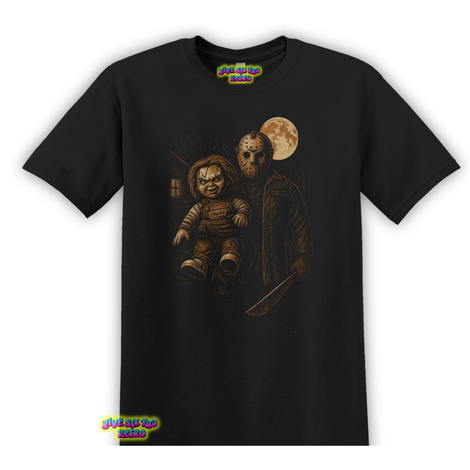 Jason Hugging Chucky Horror T-Shirt Black S-3XL Friday The 13th Jason Voorhees M