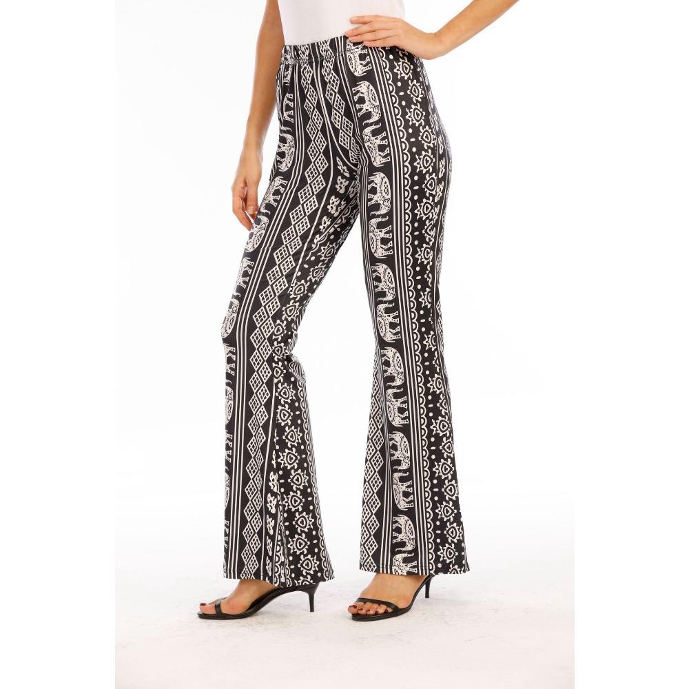 GMXIA Spring/Summer Trend Skinny Wrap Hip Retro Print Tide Micro Flare Trousers