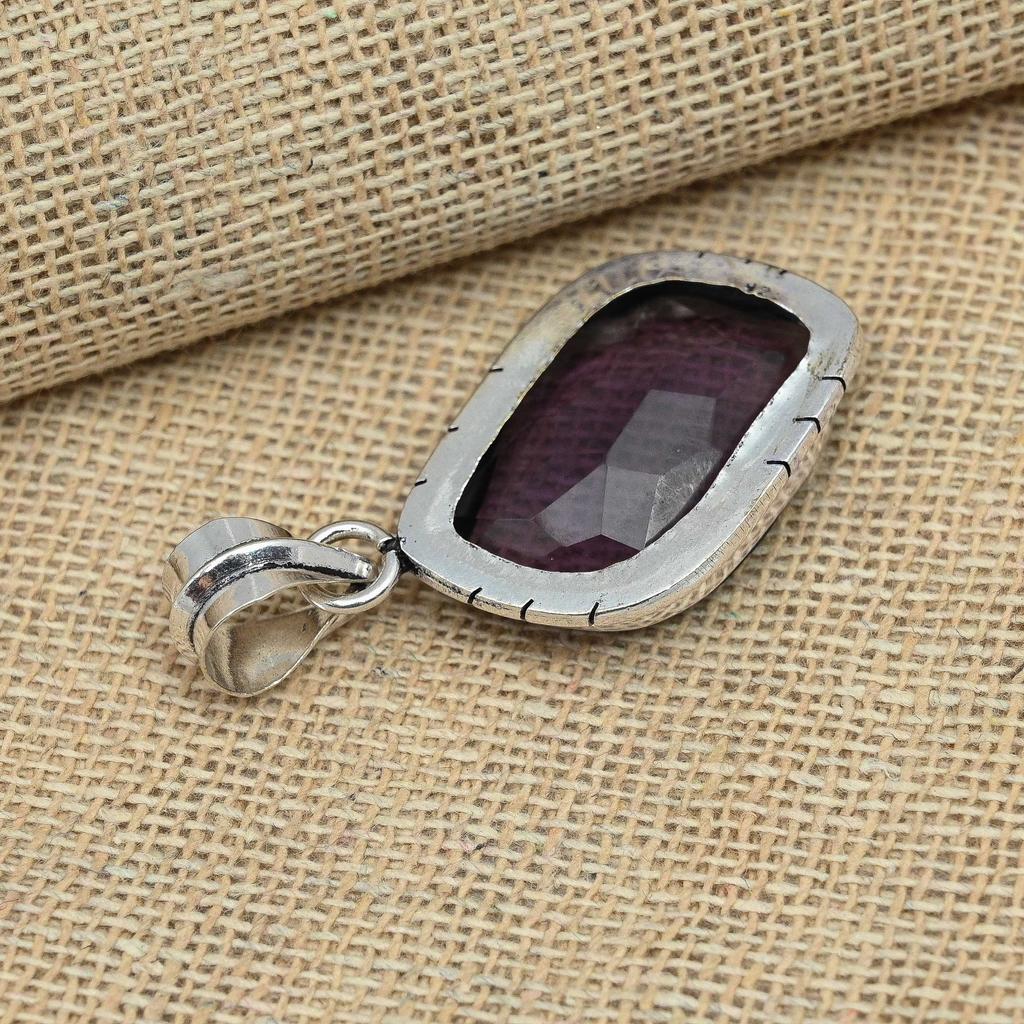 Solid 925 Sterling Silver Handmade Amethyst Gemstone Jewelry Fantastic Pendant
