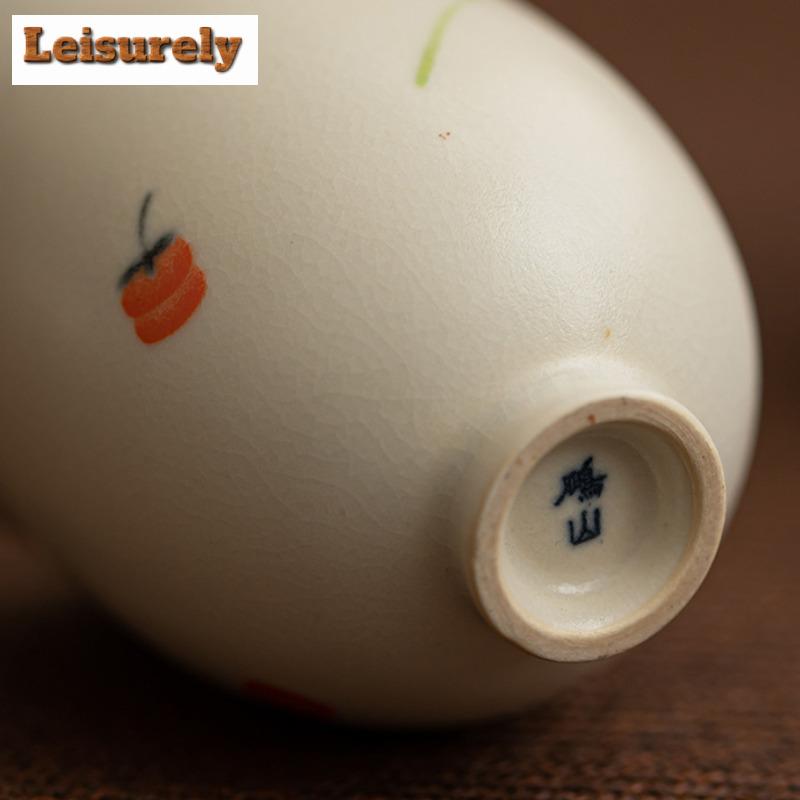 Retro Soda Glaze Ceramic Teacup Crushed Persimmon Ruyi Gourd Cup Large Master Single Cup Meditation Cup Kung Fu Teaset Drinkware