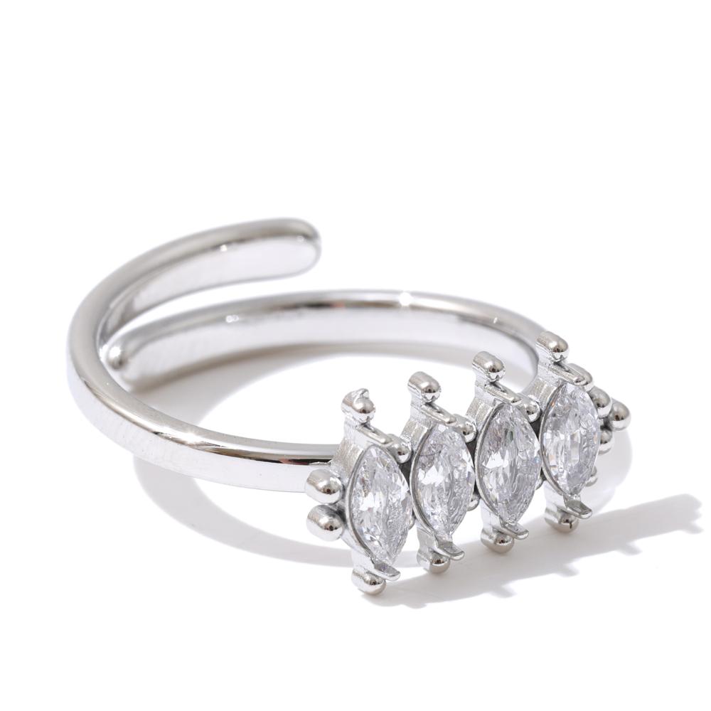 

Yhpup Stainless Steel Cubic Zirconia Adjustable Ring Gold & Platinum PVD Plated Fashion Shiny Finger Jewelry Gift Wholesale resizable