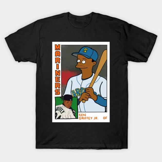 Homer at the Bat KEN GRIFFEY JR Simpsons Parody MARINERS Baseball Card T-Shirt T