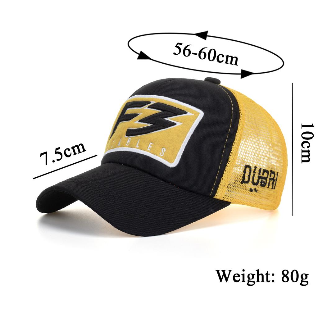 New boutique F embroidered baseball cap summer color matching mesh hat men's and women's outdoor leisure cap
