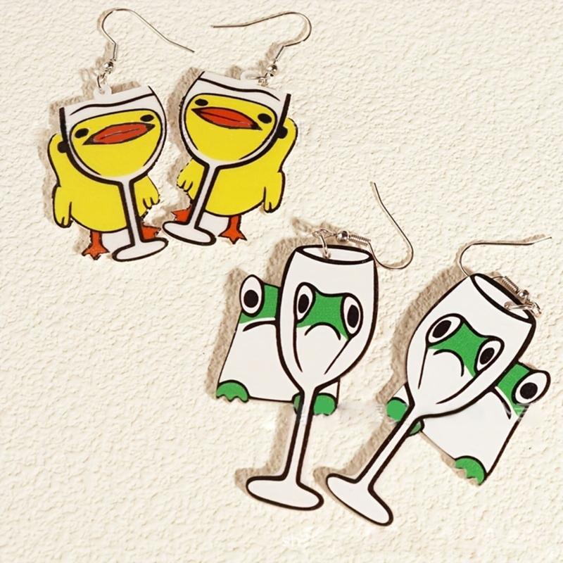 Quirky Duck Shaped Enlarged Animal Earrings For Eye Catching Fashion Statements Suitable for Various Occasion