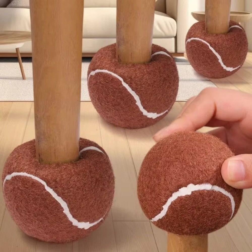4Pcs Tennis Shape Chair Table Leg Covers Wear Resistant Anti-noise Floor Protective Pad Protective Sleeve Dining Table Socks