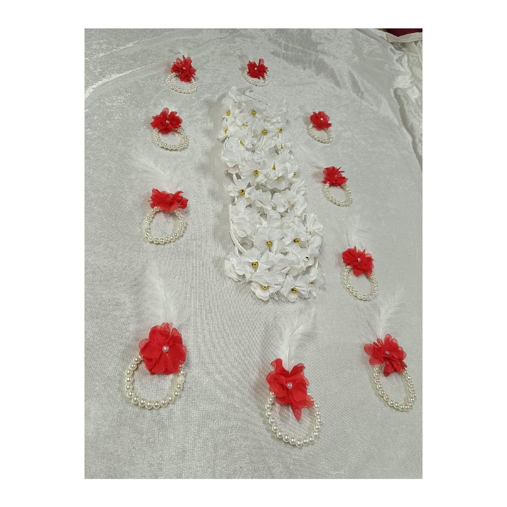 White Laser Rose And Pearl Bridesmaid Crown And Bridesmaid Bracelet, Henna Night, Bachelorette Party, Bride To Be