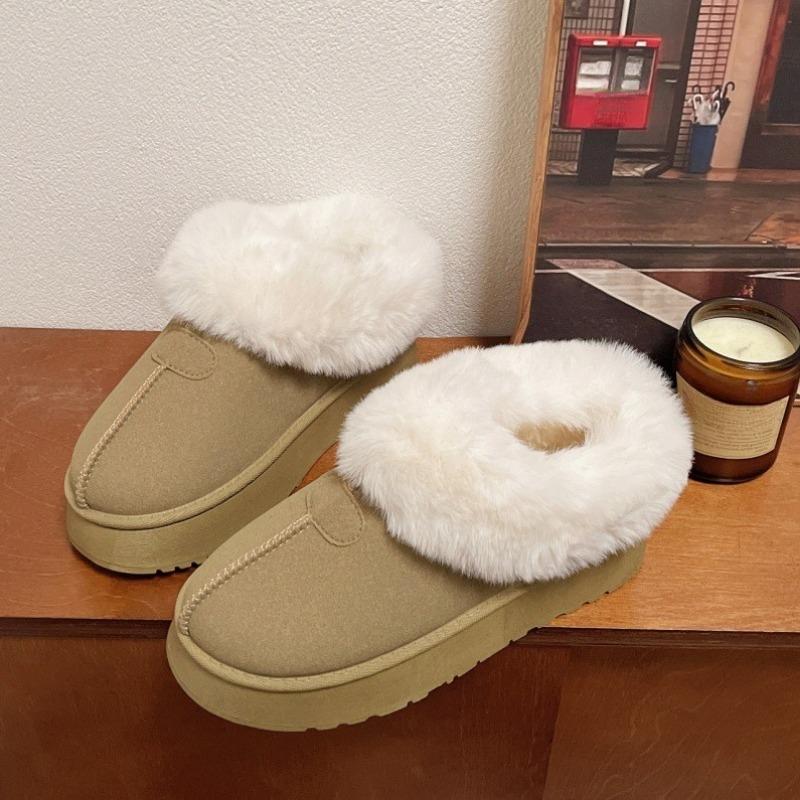 New Fleece and Thickened Warm Cotton Shoes, Women's Flip-top Short Snow Boots and Cotton Boots