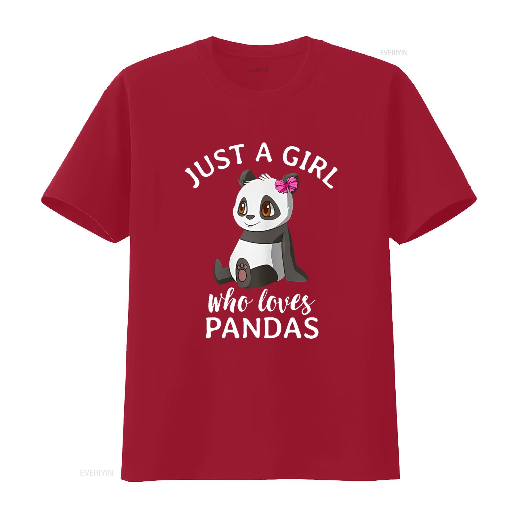 Women Tops Just A Girl Who Loves Pandas Cute Panda  T Shirt vintage Washed homme Soft Top For Everyday Wear Breathable S