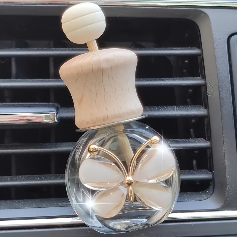 1pc Car Butterfly Glass Bottle, Reusable Car Essential Oil Diffuser, Empty Glass Bottle Pure Decoration Car Accessories