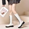 Fashion Women's Thigh High Boots Black Fashion Black Punk Goth Sexy Woman Platform Boots Motorcycle Boot Women Heels Shoes Big Size 43