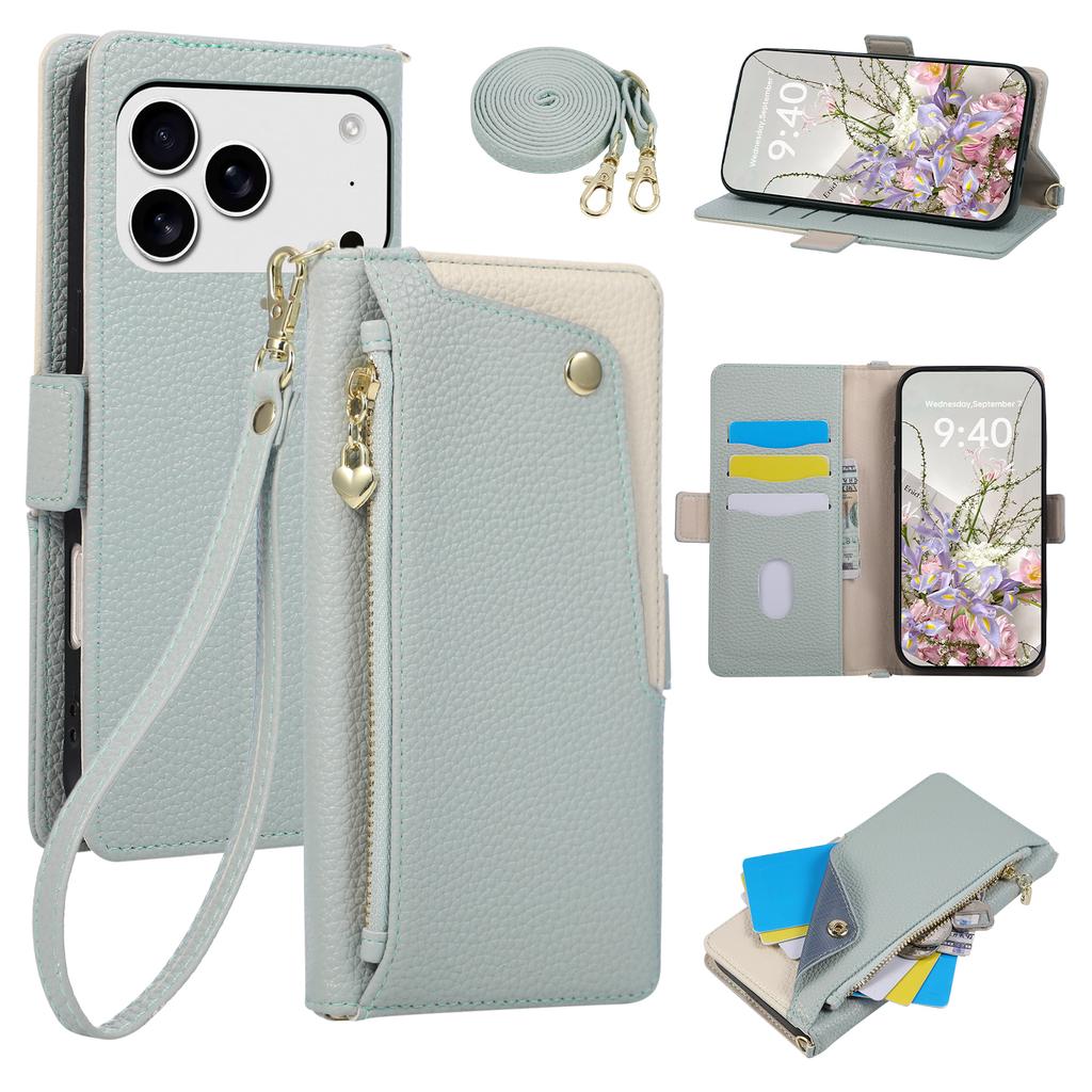 Card Slots Zipper PU Leather Wallet Case Flip Phone Case for IPhone 18 17 16 15 14 13 12 11 Pro Max Plus 17E Lanyard Purse Cover