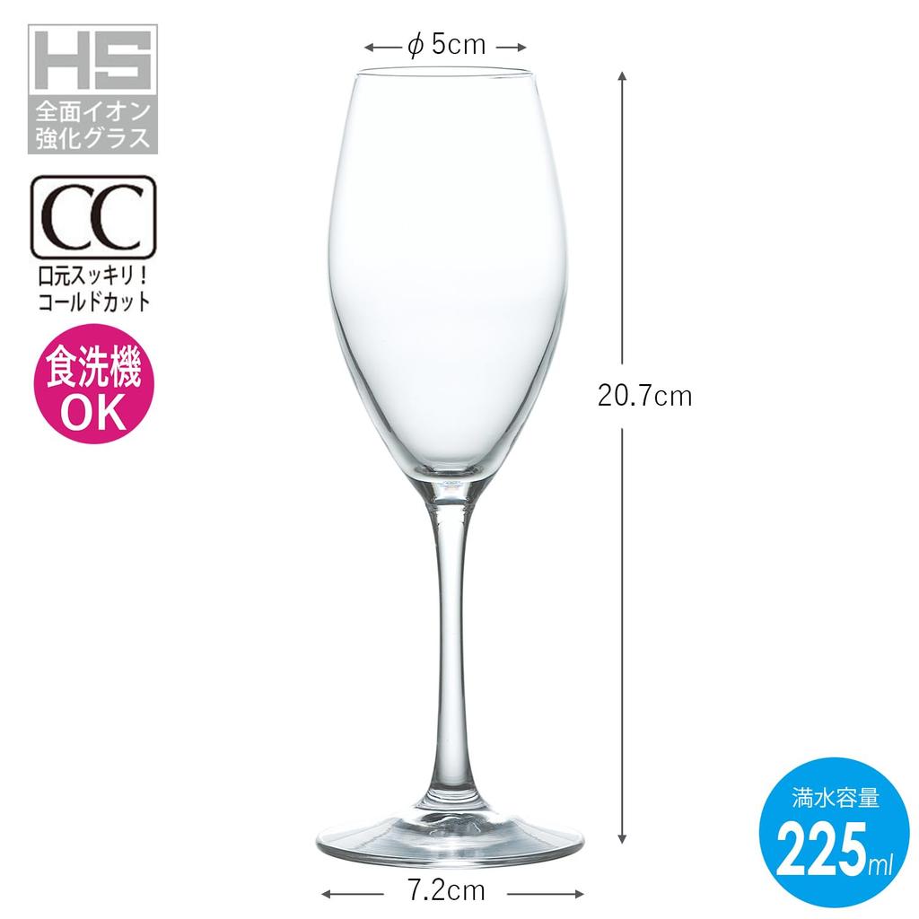 Toyo Sasaki Glass Champagne Glass Collection with Foaming Function, 225ml, Made In Japan, Dishwasher Safe, Break-Resistant, 30M71CS-L001