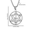 Retro European and American Sacred Geometric Solomon Hexagram Key Necklace Stainless Steel Round Necklace
