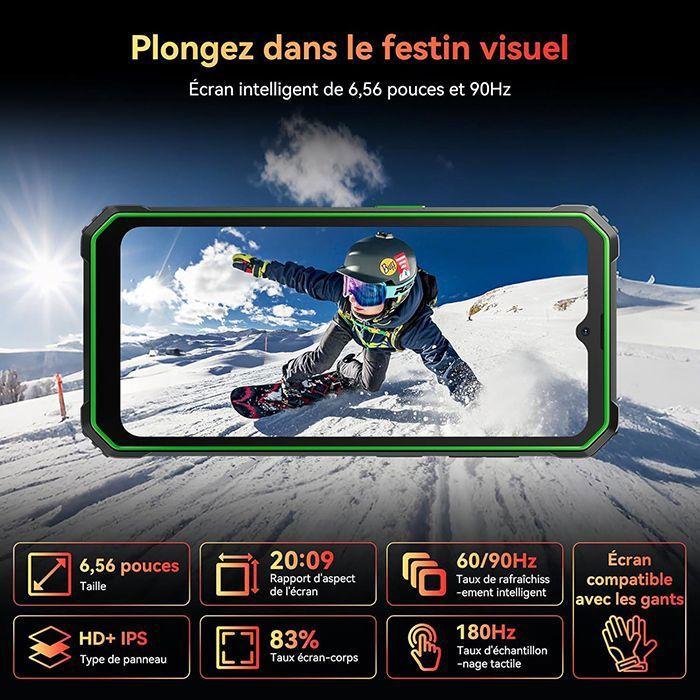 Blackview BV4800 SE Smartphone Incassable Android 15 6.56",5100mAh,12Go+64Go/2To,16MP+8MP, Dual SIM NFC Face ID - Noir