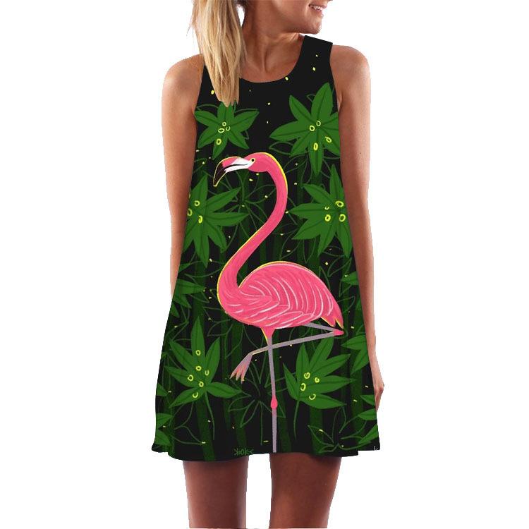 Spring Summer Women s 3D Printed Sleeveless Dress Plus Size Sexy Fashionable Comfortable Soft Breathable Versatile Mini Dress S