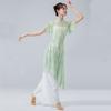 Cheongsam Neck Classical Dance Top Split Hem Dance Mesh Top Fashion Hanfu Blouse  Women