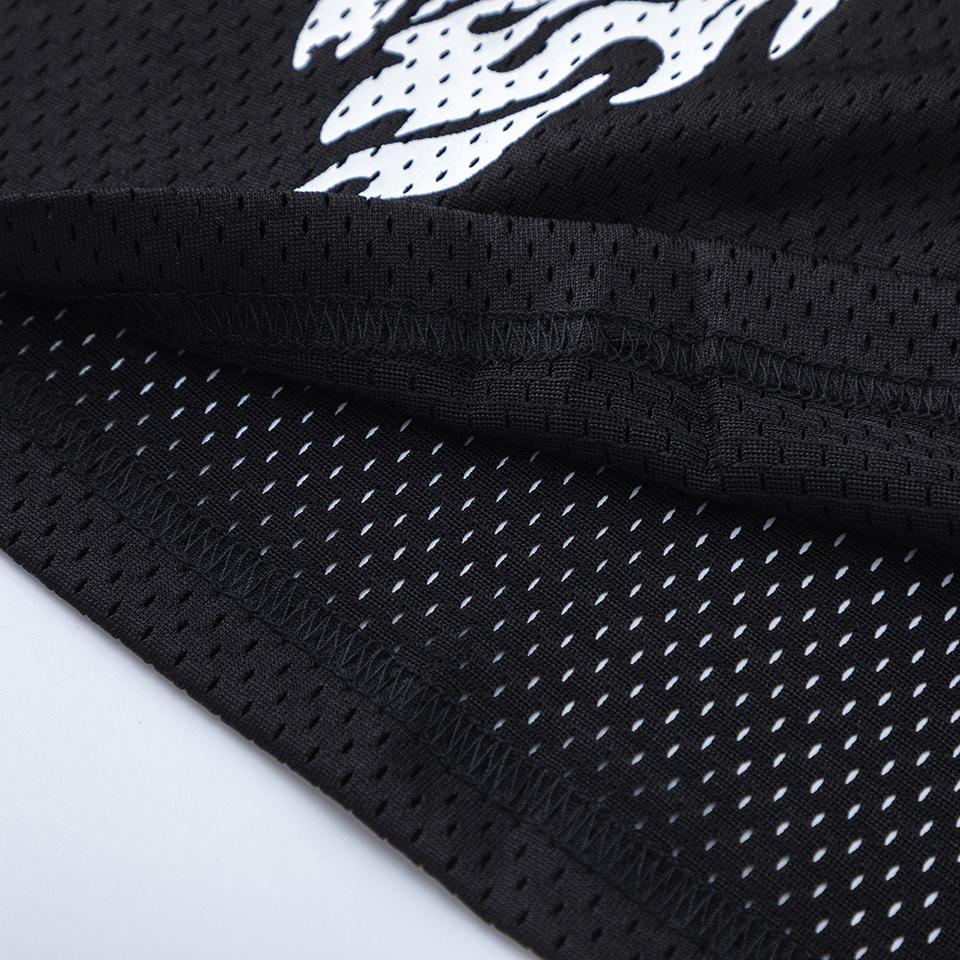 EES-10 Heren Mesh Atletische Korte Broek, Zwart Grim Reaper Print Ademend Zomer Straat Strand Boardshort