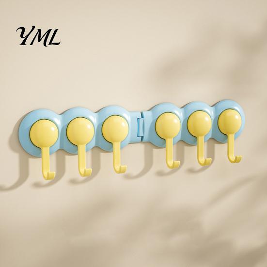 Room Organization Hangers Punch-Free Wall Hook Rack, Self Adhesive Multi-Hook Organizer, Waterproof Entryway Coat Hooks 180 Degree Rotating