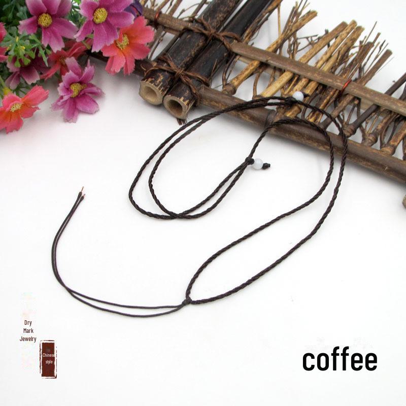 

Ожерелье с подвеской из нефрита и 2 бусинами кофейный