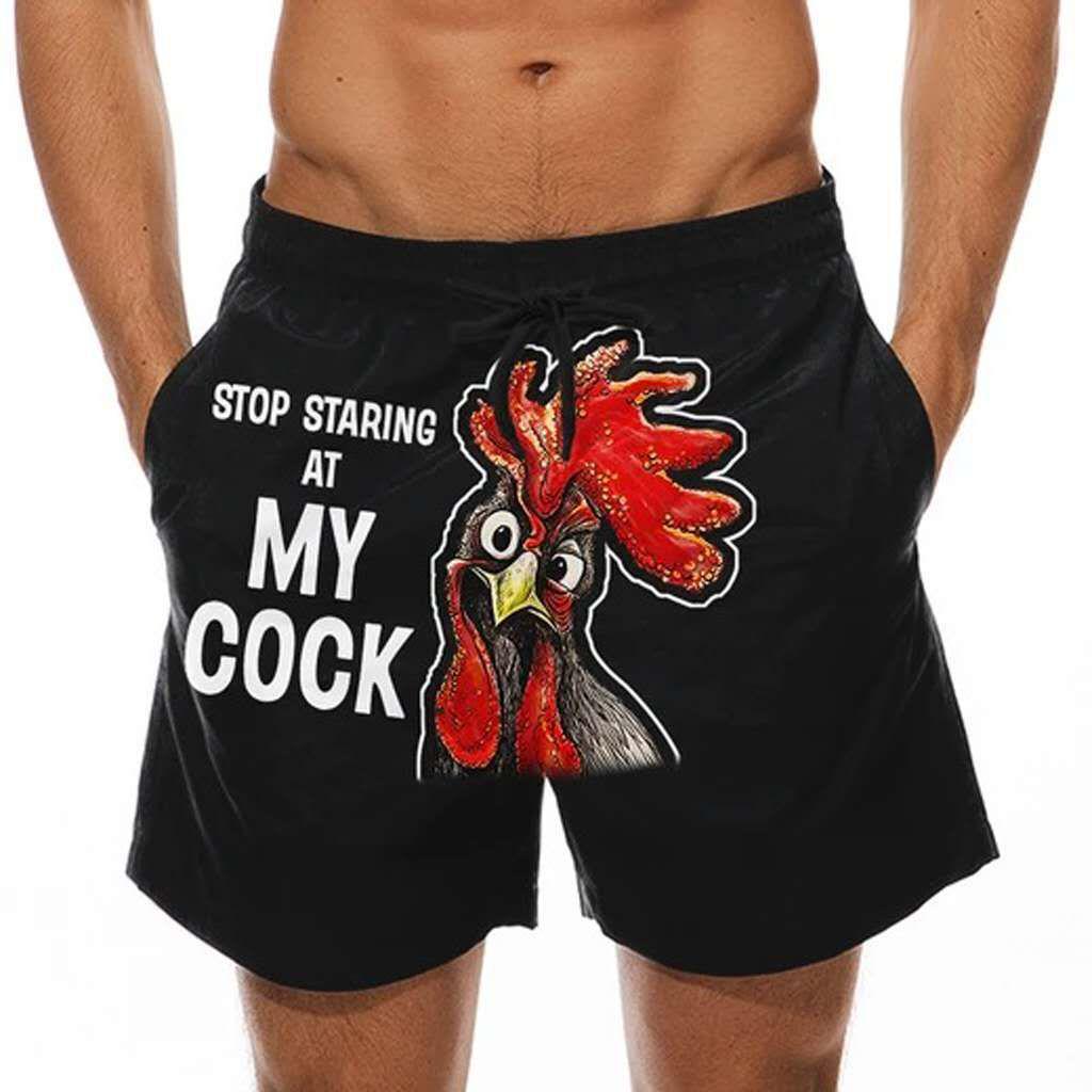 Men's 3D Turkey Head & Banana Print Swim Shorts