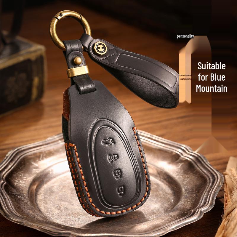 

Wey 2025 Blue Mountain Mocha Key Case - Premium Cowhide with Buckle for Men