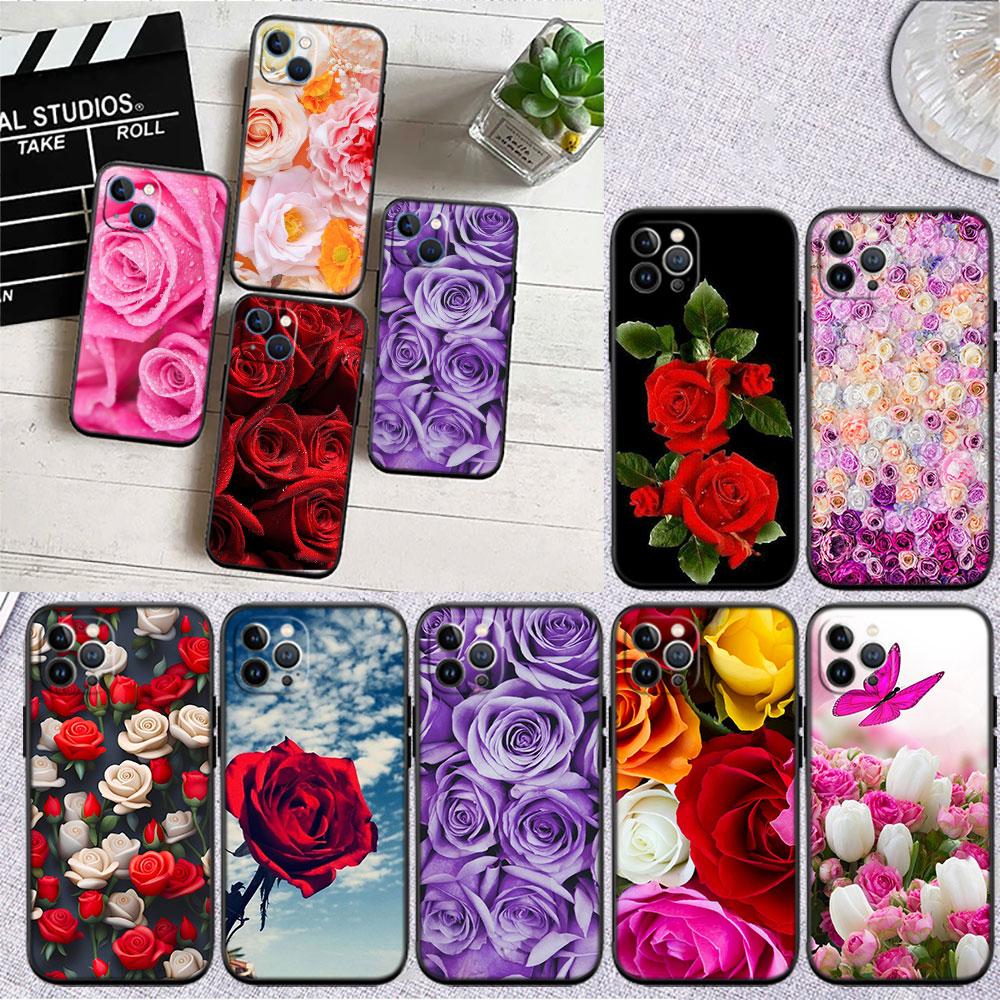 CJ17 Beautiful Roses Flower Soft Shell Phone Case for Redmi Note 13 14 Pro+ Plus A3 A3X 13X 13C 13R 14S 14C 14R