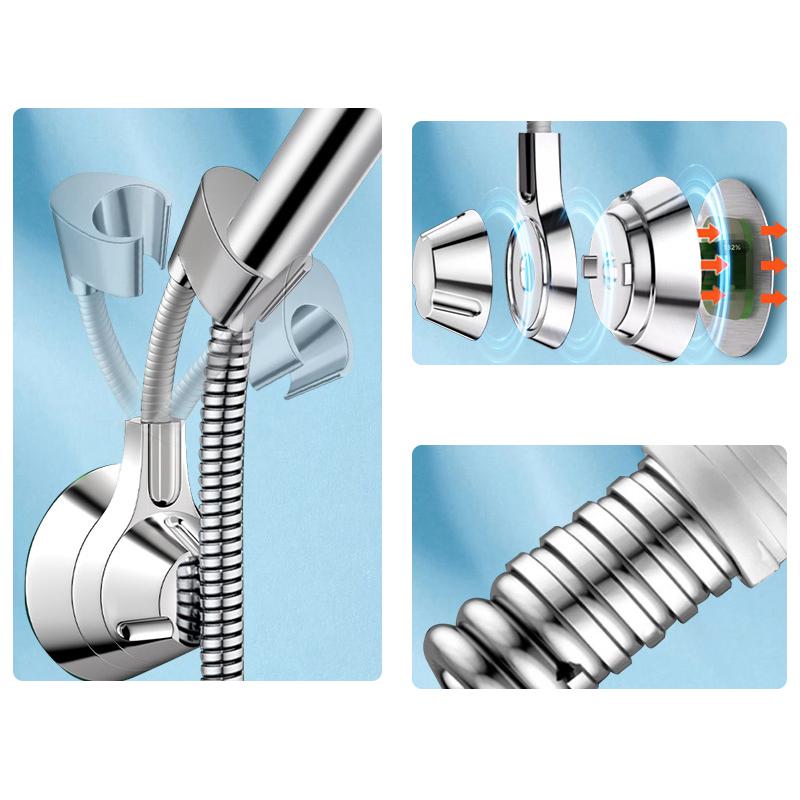 Suction Cup Shower Holder Adjustable Shower Head Holder Nozzle Handheld Holder Punch-Free Multi Angle Rotation Shower Bracket