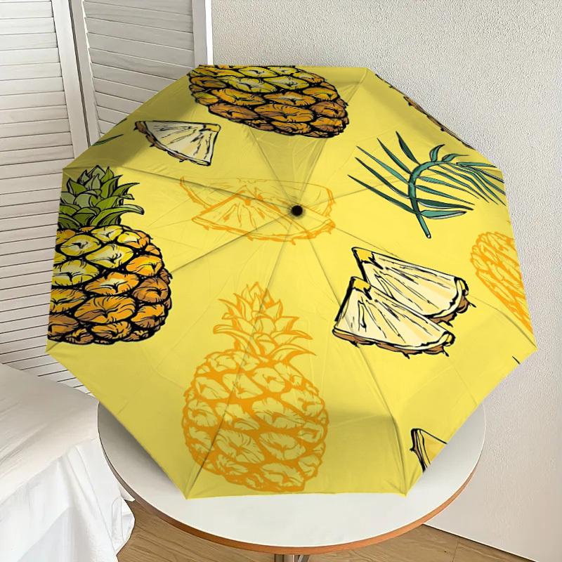 1pc Pineapple Fruit Automatic Open/Close Umbrella Compact Folding Umbrella with 8-Rib Shaft for Women/Men, Elegant Birthday1139S