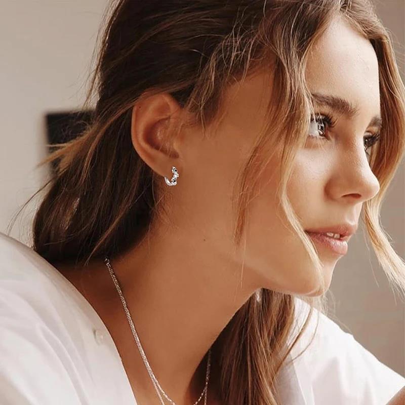 Huitan Dainty Pet's Paw Hoop Earrings for Women Black Footprints Design Small Circle Earrings Exquisite Female Jewelry