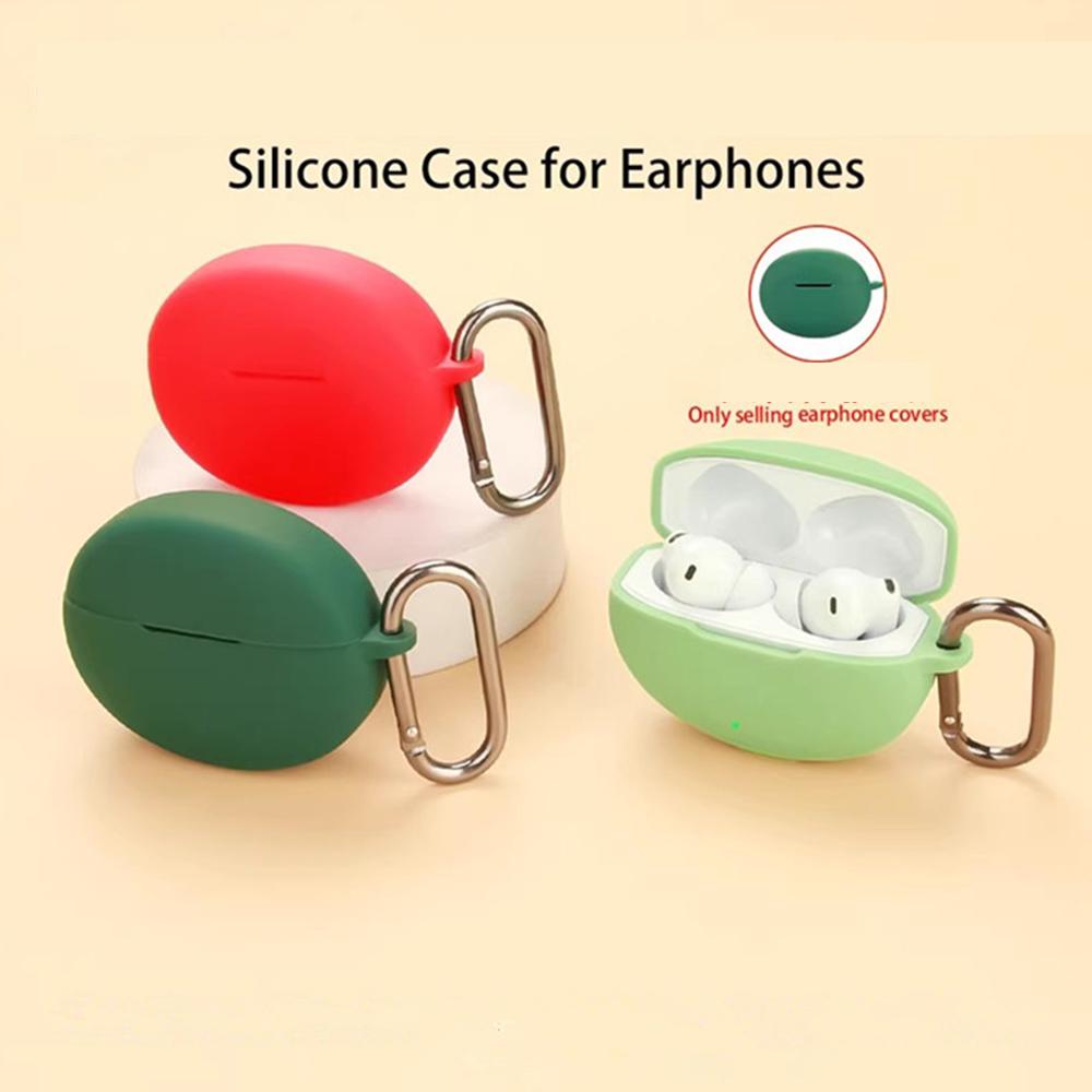 For Oppo Enco Free4 Silicone Case Wireless Earphones Protective Cover with Anti-Lost Buckle