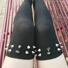 Fashionable Punk Elastic Black Knee High Spike Rivet Decoration Border Subculture Y2K Streetwear Long Tube Socks Sexy Stockings