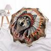 1 PC Automatic Folding Umbrella - Wolf Pattern, Portable & Foldable Design with 8 Ribs, Christmas Birthday Gifts