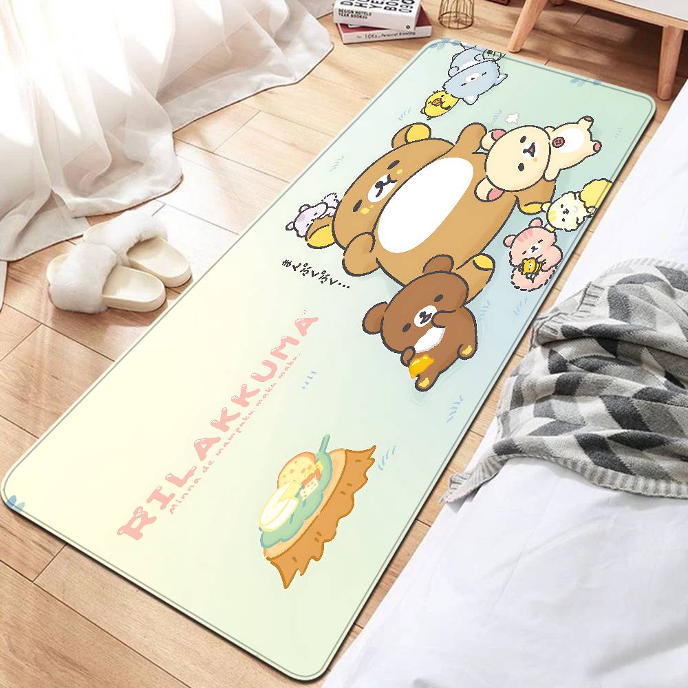 Kawaii Rilakkuma Bear Bathroom Mat Anti-slip Absorb Water Long Strip Cushion Bedroon Mat Welcome Doormat