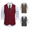 Autumn Men's Herringbone Stitched Satin Inner Vest Business Casual Formal Suit Fake Pocket Vest Double Breasted Suit Vest