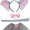 Animal Elephant Costume Accessories Hair Hoop Headwear Elastic Strap Ears Headband Bowtie Tail for