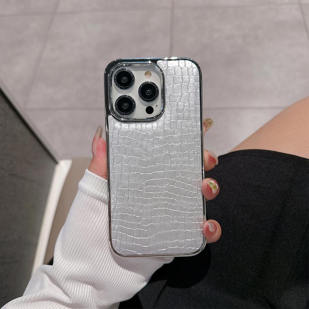 Візерунок крокодила для чохла мобільного телефону IPhone 17 з відчуттям високого класу для IPhone 14pro Гальванізована оболонка Шкіряний візерунок Протиударний захисний чохол